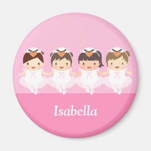 Cute Swan Ballerina Girls Personalized Magnet