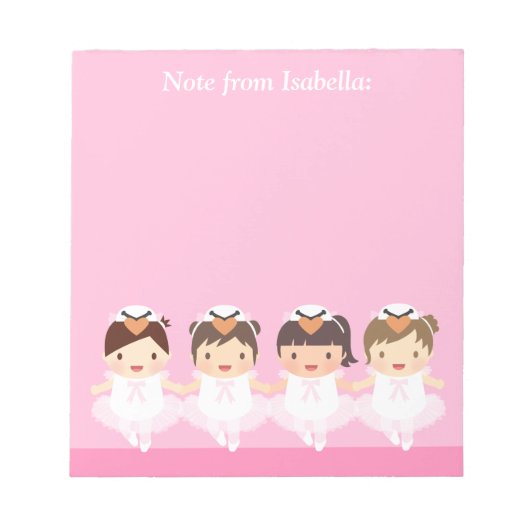 Cute Swan Ballet Ballerina voor meisjes Notitieblok (Voorkant)