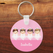 Cute Swan Ballet Ballerina voor meisjes Sleutelhanger (Voorkant)
