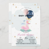 Cute Swan Balloons Baby shower Kaart (Voorkant / Achterkant)