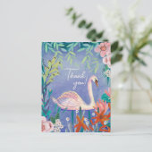 Cute Swan Bird Elegant Blue Hartelijk dank Briefkaart (Staand voorkant)