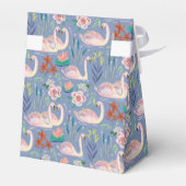 Cute Swan Bird Elegant Blue & Pink Baby shower Bedankdoosjes (Achterkant)