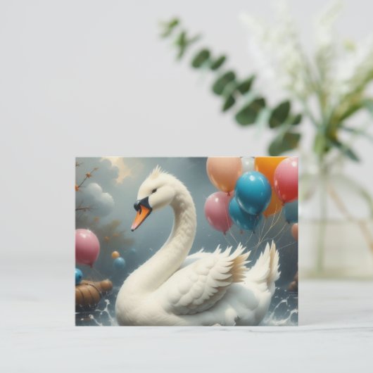 cute swan briefkaart (Staand voorkant)