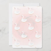 Cute Swan, Floral Baby shower Invitation Kaart (Achterkant)