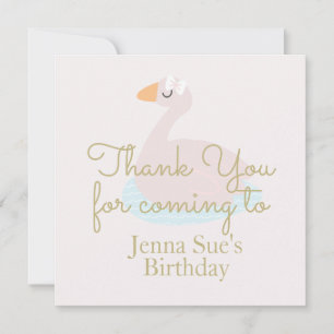 Cute Swan Pink Bow Girls Birthday Party Hartelijk 