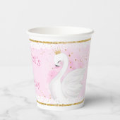 Cute Swan Princess Birthday Paper cup Papieren Bekers (Achterkant)