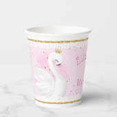 Cute Swan Princess Birthday Paper cup Papieren Bekers (Voorkant)