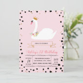 Cute swan verjaardagsfeestje kaart (Staand voorkant)