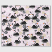 Cute Swan Wrapping Paper Cadeaupapier (Vlak)