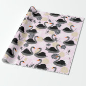 Cute Swan Wrapping Paper Cadeaupapier (Uitgerold)