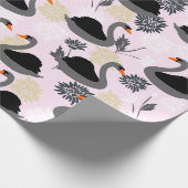 Cute Swan Wrapping Paper Cadeaupapier (Hoek)