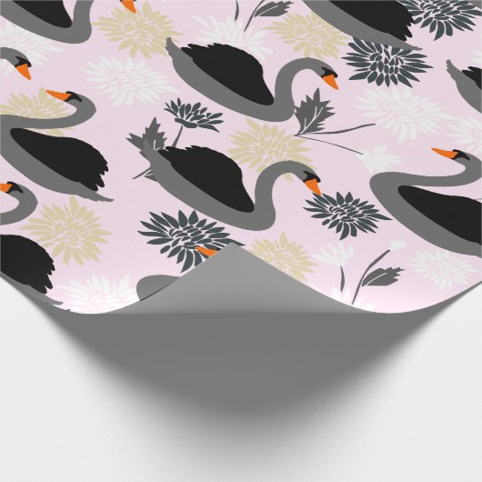 Cute Swan Wrapping Paper Cadeaupapier (Hoek)