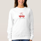 Cute sweatshirt l Rode  & Roze Kersen Hart Strik  (Voorkant)