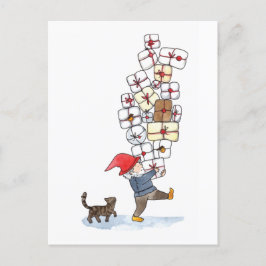 Cute Swedish Tomten Kerstmis Waterverf Feestdagenkaart