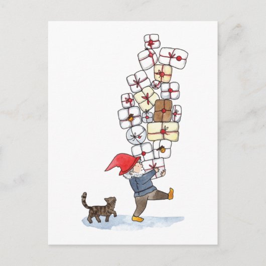 Cute Swedish Tomten Kerstmis Waterverf Feestdagenkaart (Voorkant)