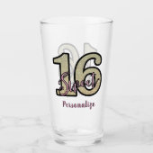 Cute Sweet 16 Birthday Party Silver Pink Drink Glas (Voorkant)