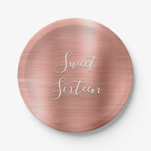 Cute Sweet 16 Birthday Roos Gold Blush Pink Papieren Bordje