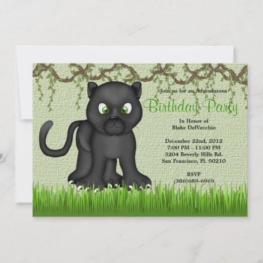 CUTE Sweet Baby Black Panther Oerwoud Birthday Kaart (Voorkant)