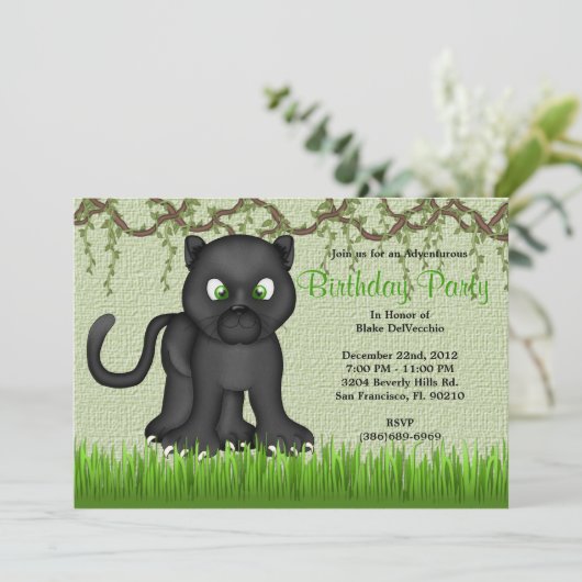 CUTE Sweet Baby Black Panther Oerwoud Birthday Kaart (Staand voorkant)