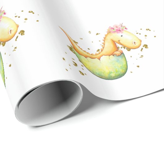 *~* Cute Sweet Baby Dragon Dinosaurs Cadeaupapier (Rol Hoek)