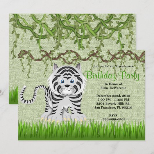 CUTE Sweet Baby Tiger Vines Oerwoud Birthday Kaart (Voorkant / Achterkant)