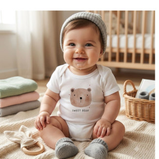 Cute Sweet Bear Baby Onesie | Minimalistische Bos Romper