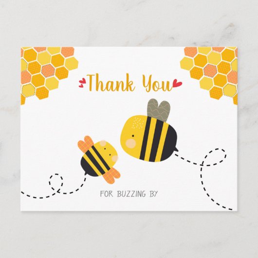 Cute Sweet Bee Baby shower Hartelijk dank voor uw  Briefkaart (Voorkant)