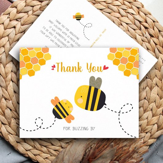 Cute Sweet Bee Baby shower Hartelijk dank voor uw  Briefkaart