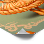 Cute Sweet Big Eyed Oranje Girl Poster (Hoek)