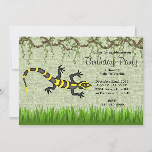 CUTE Sweet Black Lizard Vines Oerwoud Birthday Kaart (Voorkant)