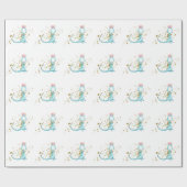 *~* Cute Sweet Blue Dragon Dinosaurs Flowers Cadeaupapier (Vlak)