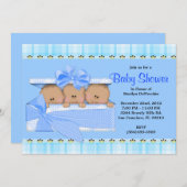 CUTE Sweet Blue Triplets Baby shower Kaart (Voorkant / Achterkant)