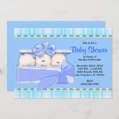 CUTE Sweet Blue Triplets Baby shower Kaart (Voorkant / Achterkant)