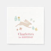 Cute Sweet Bunny Konijn Dieren 1e Verjaardagsfeest Servet (Voorkant)