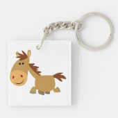 Cute Sweet Cartoon Horse AcrylSleutelhanger Sleutelhanger (Achterkant)