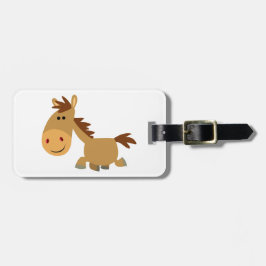 Cute Sweet Cartoon Horse Bagagelabel