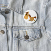 Cute Sweet Cartoon Horse Button Badge (In situ)