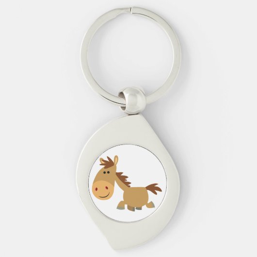 Cute Sweet Cartoon Horse Metal Sleutelhanger (Voorkant)