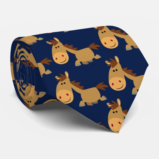 Cute Sweet Cartoon Horse Stropdas (Opgerold)