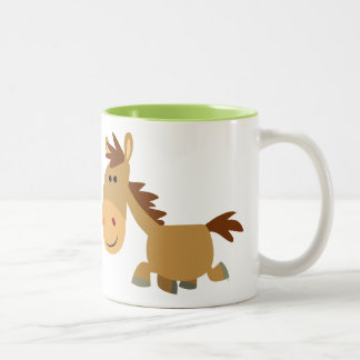 Cute Sweet Cartoon Horse Tweekleurige Koffiemok