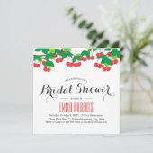 Cute Sweet Cherries Bridal Shower Invitations Kaart (Staand voorkant)