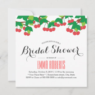 Cute Sweet Cherries Bridal Shower Invitations Kaart