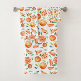 Cute Sweet Citrus Oranje Fruit Waterverf Summer Bad Handdoek