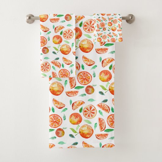 Cute Sweet Citrus Oranje Fruit Waterverf Summer Bad Handdoek (Insitu)