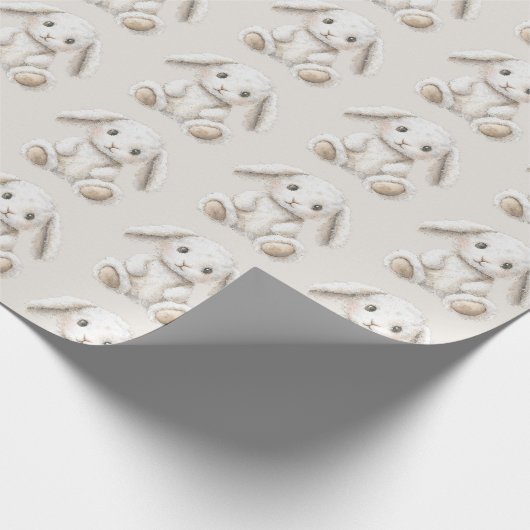 Cute Sweet Cream White Bunnies Christmas Cadeaupapier (Hoek)