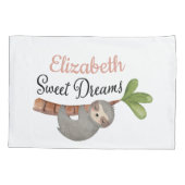 Cute Sweet Dream Girl Sloth Monogram Kussensloop (Achterkant)
