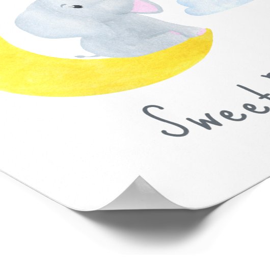 Cute Sweet Dreams citeert de olifant Nursery Wall  Poster (Hoek)