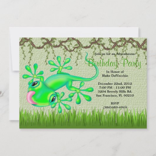 CUTE Sweet Green Lizard Vines Oerwoud Birthday Kaart (Voorkant)