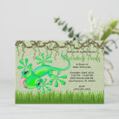 CUTE Sweet Green Lizard Vines Oerwoud Birthday Kaart (Staand voorkant)