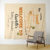 Cute Sweet Honey and Kawaii Eyeball Text Backdrop Wandkleed (In Situ (horizontaal))